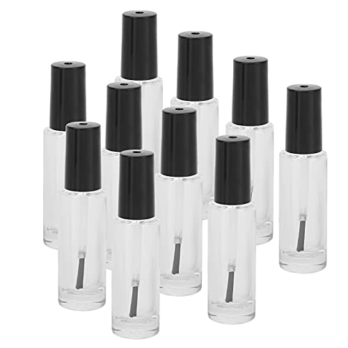 10pcs Transparent Nail Polish Glass Bottles with Funnel - 7.7x2cm (3x0.8in) - Easy to Use for Acetone & Nail Polish Storage - Perfect for DIY Nail Art, Salon & Home Manicure Organization