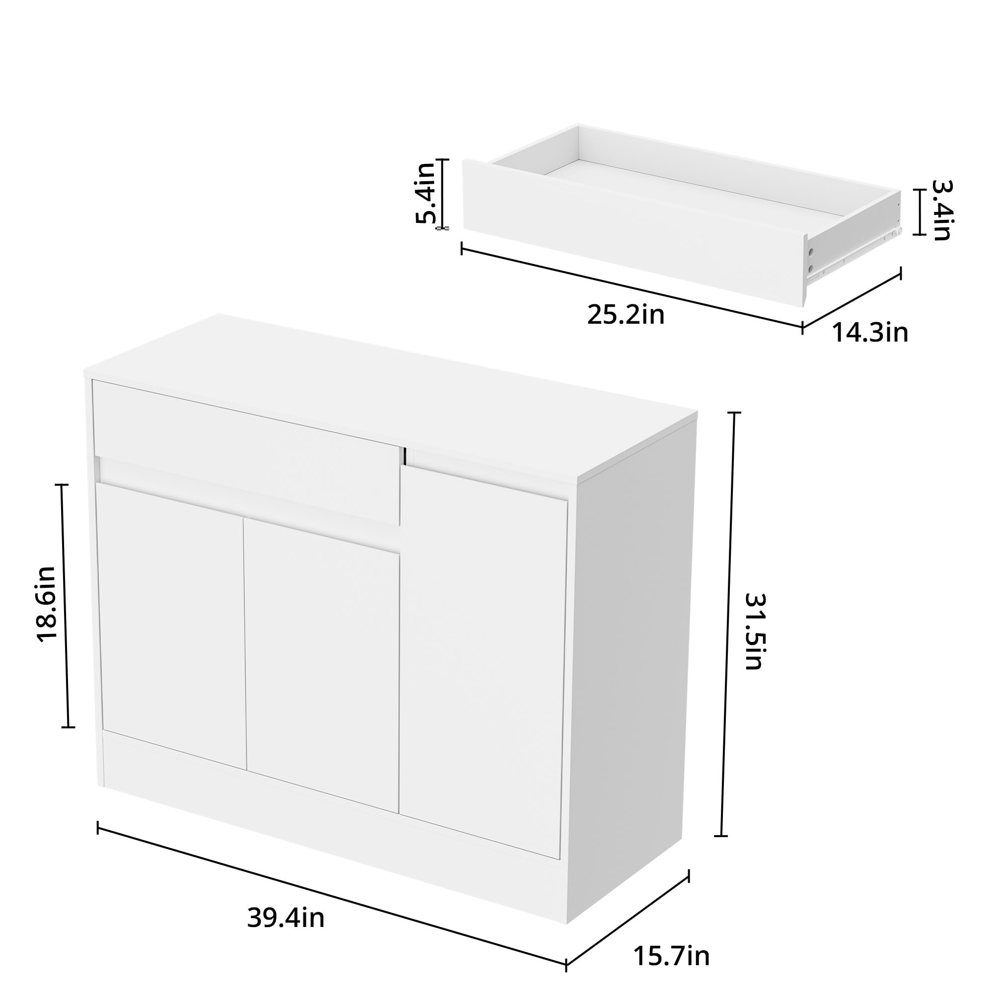 3-Door Freestanding Shoe Cabinet with Drawer & Adjustable Shelves - White Wooden Shoe Organizer for Entryway, Hallway - Perfect for Small Spaces, Apartment Living & Closet Organization