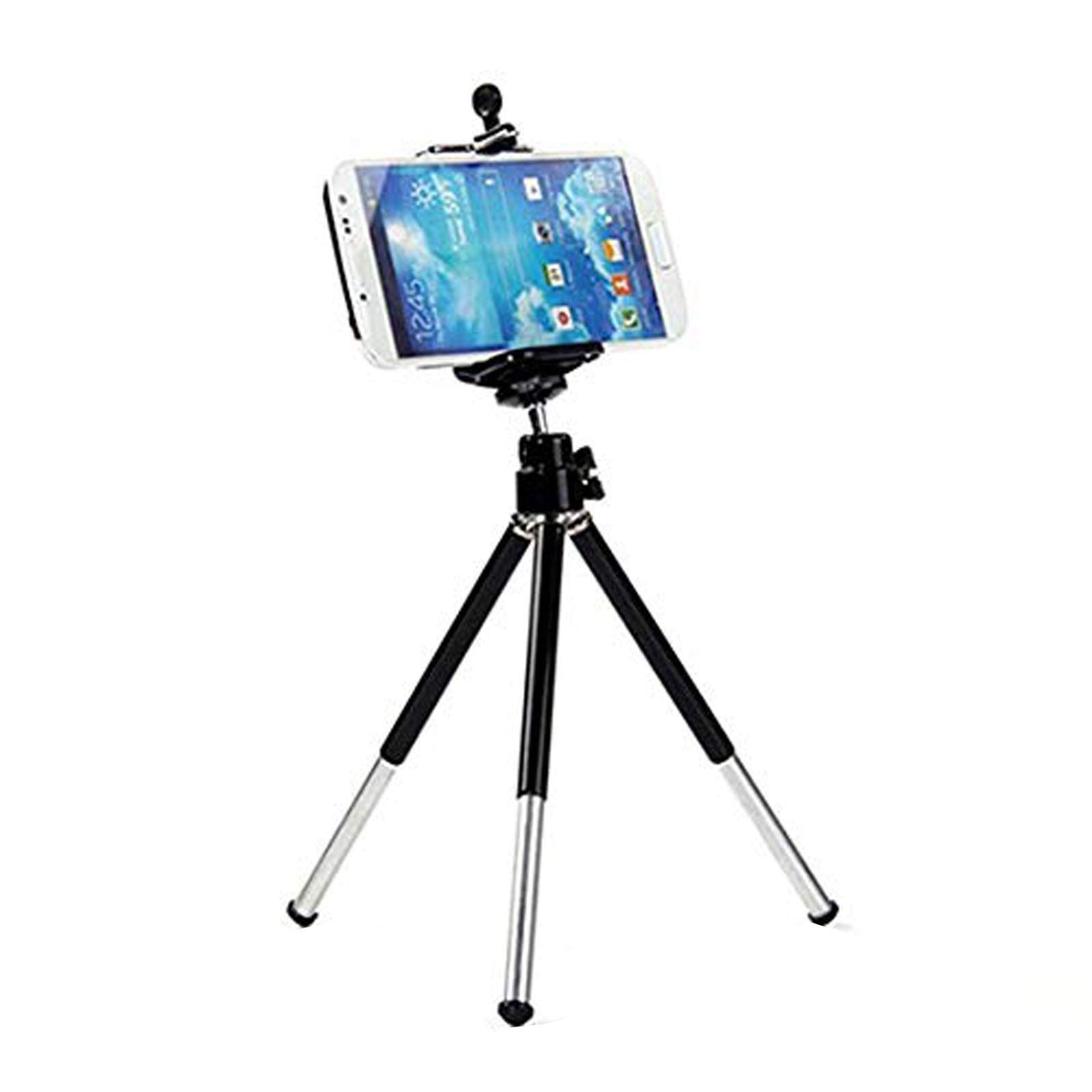 360° Rotatable Mini Tripod Stand with Phone Holder - Flexible Camera Tripod Mount for iPhone, Android & DSLR | Perfect for Travel, Vlogging & Photography (Black)