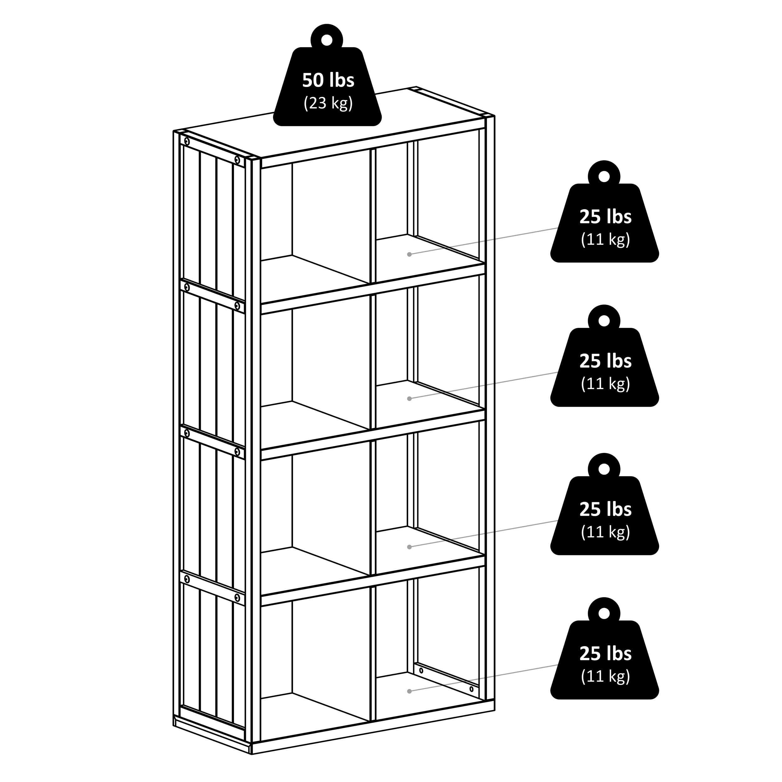Winsome Timothy 9-Piece Storage Set - 4x2 Grid Shelf with 8 Fabric Baskets for Home Organization | Perfect for Bedroom, Bathroom & Closet Storage Solutions