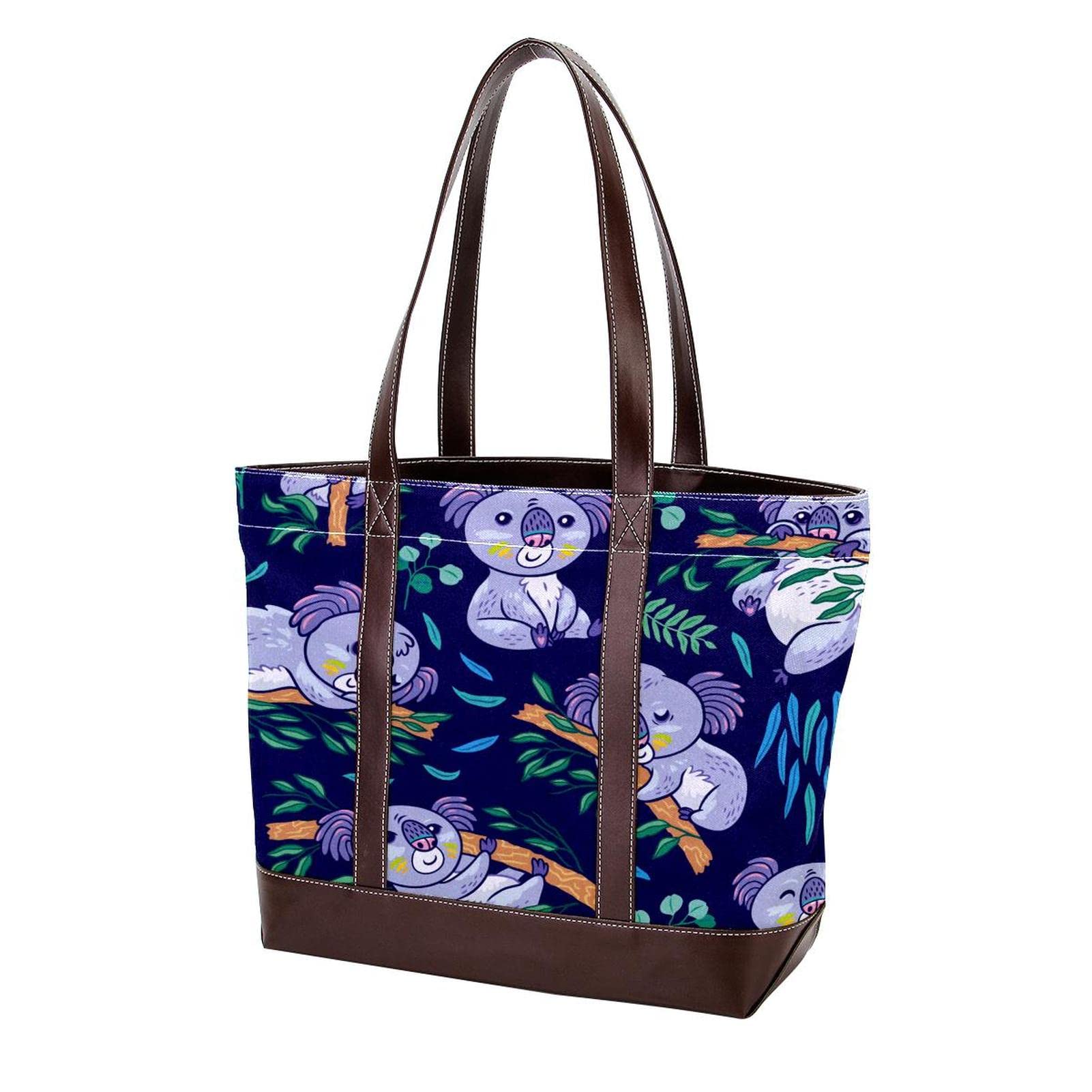 Grimace Skull Tote Bag - Large Leather & Canvas Shoulder Bag for Women - Stylish Top Handle Satchel Purse - Perfect for Work, Travel & Casual Outings