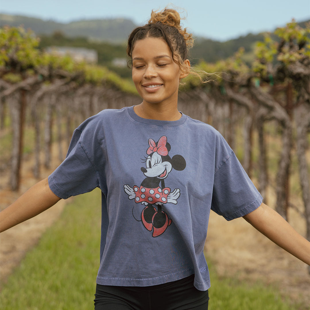 Disney Minnie Mouse Oversized T-Shirt for Women - Soft Blue Cotton Casual Tee - Perfect for Everyday Wear, Lounge & Disney Theme Parks