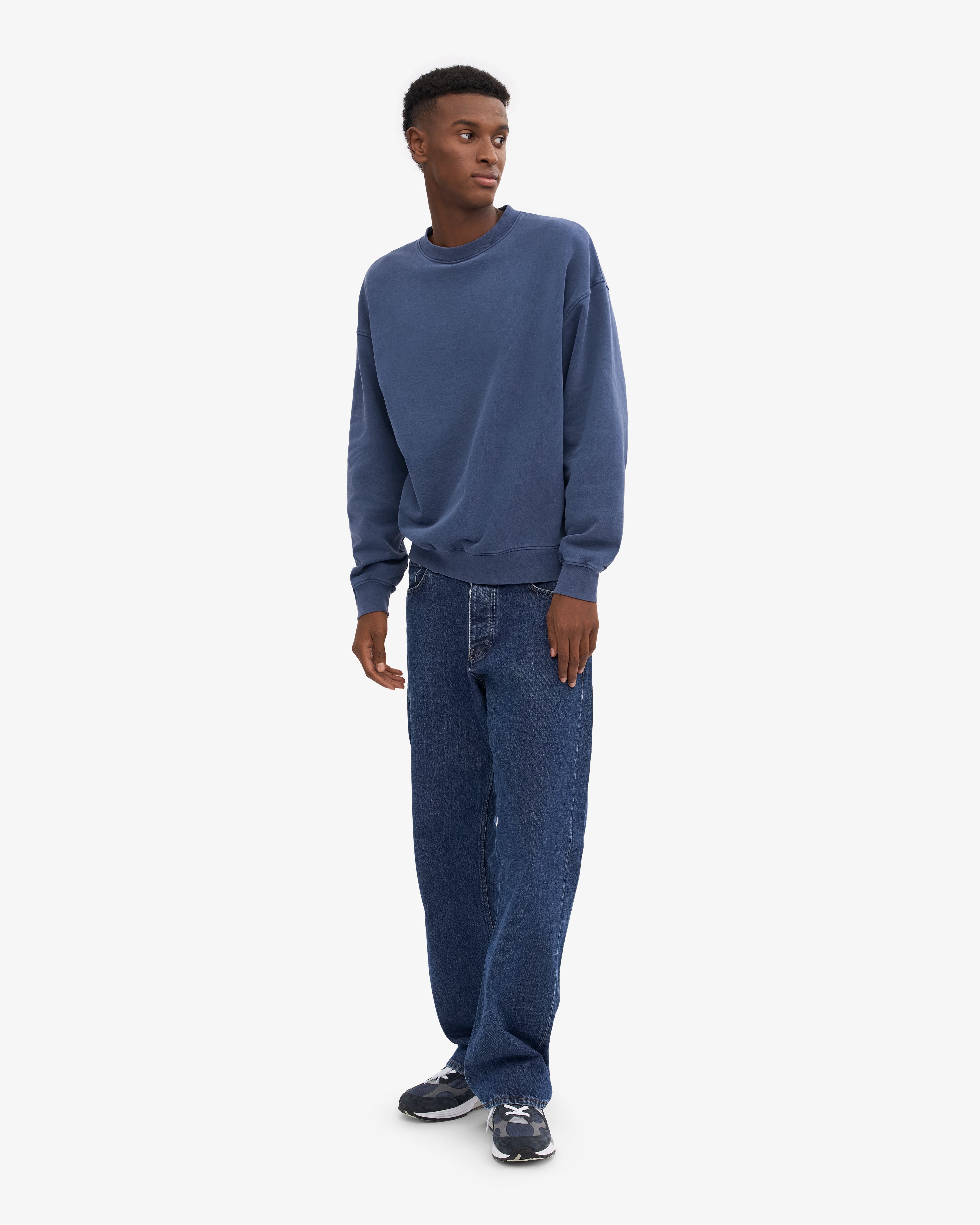 Organic Oversized Crewneck Sweatshirt for Women - Soft & Comfortable Neptune Blue Pullover - Perfect for Casual Wear, Lounge & Outdoor Activities