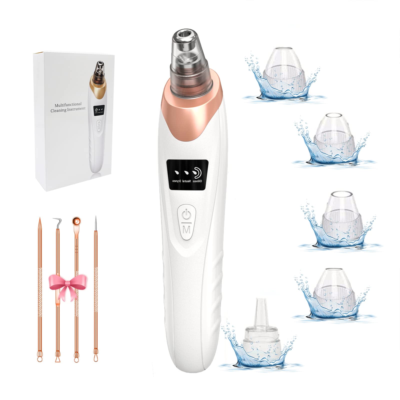 Electric Blackhead Remover Vacuum - 5 Suction Power & Probes for Deep Pore Cleaning | Facial Care at Home