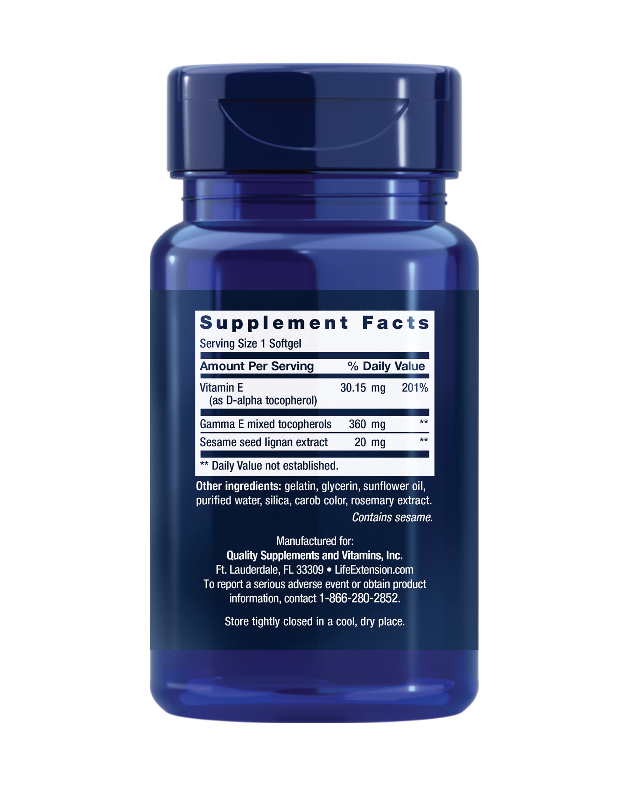 Life Extension Gamma E Mixed Tocopherols Vitamin E Supplement with Sesame Lignans - 60 Softgels for Healthy Aging | Gluten-Free, Non-GMO | Supports Heart, Skin & Immune Health | Perfect for Daily Wellness Routine & Antioxidant Protection