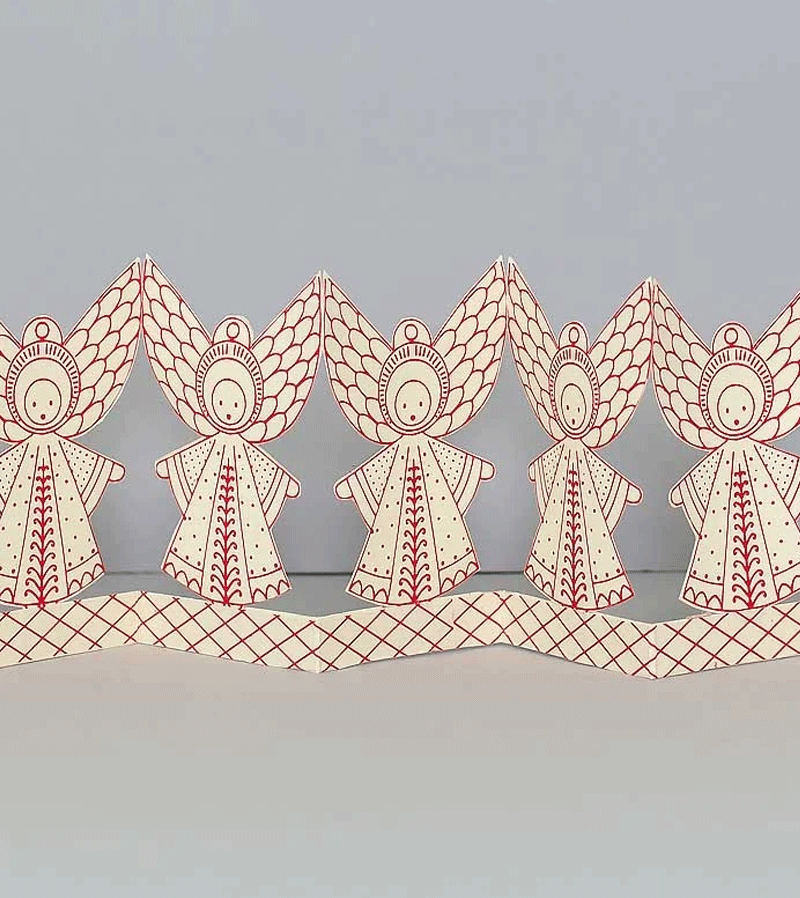 AfroArt Folklore Angel Paperchain Decoration - Handmade Cultural Holiday Decor for Christmas Tree, Home & Party