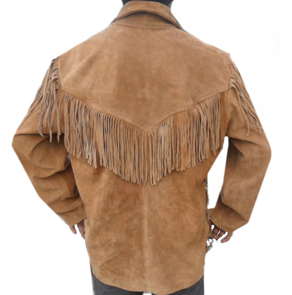 Classyak Genuine Leather Western Shirt with Fringe Details on Front, Back & Shoulders | Cowboy Style Button Up Shirt for Men | Perfect for Rodeo, Country Music Festivals & Western Themed Parties