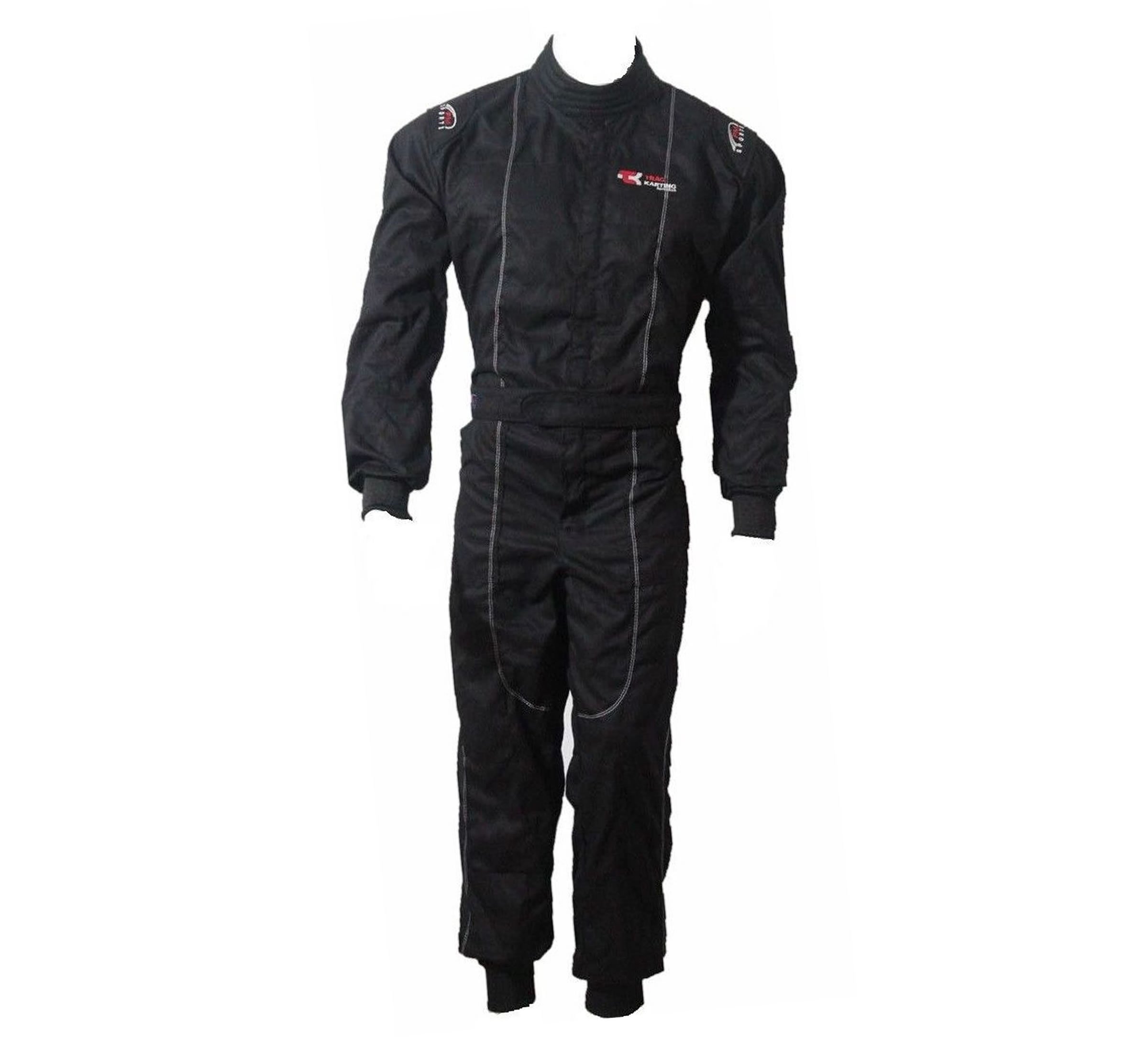 High-Performance Adult Karting Race Rally One-Piece Suit - Poly Cotton Blend, 3 Vibrant Colors (Black, XXL) - Perfect for Motorsports, Track Days & Racing Events
