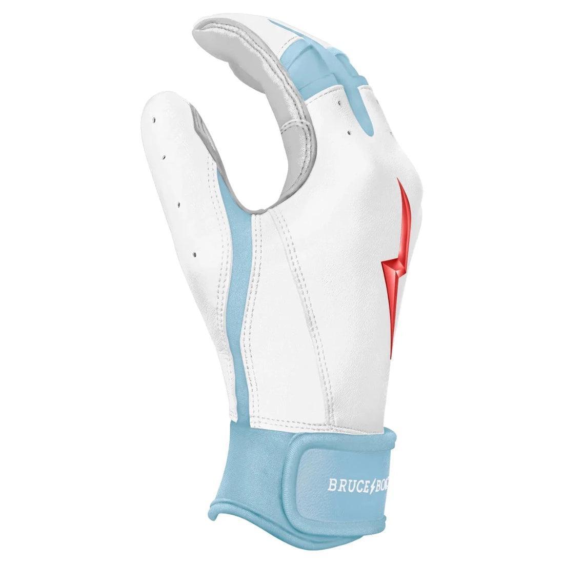 Bruce Bolt PREMIUM PRO Hitting Gloves - White Baseball Batting Gloves for Men & Women, Breathable & Grip-Enhanced for Training & Games | Perfect for Baseball, Softball, and Batting Cage Practice