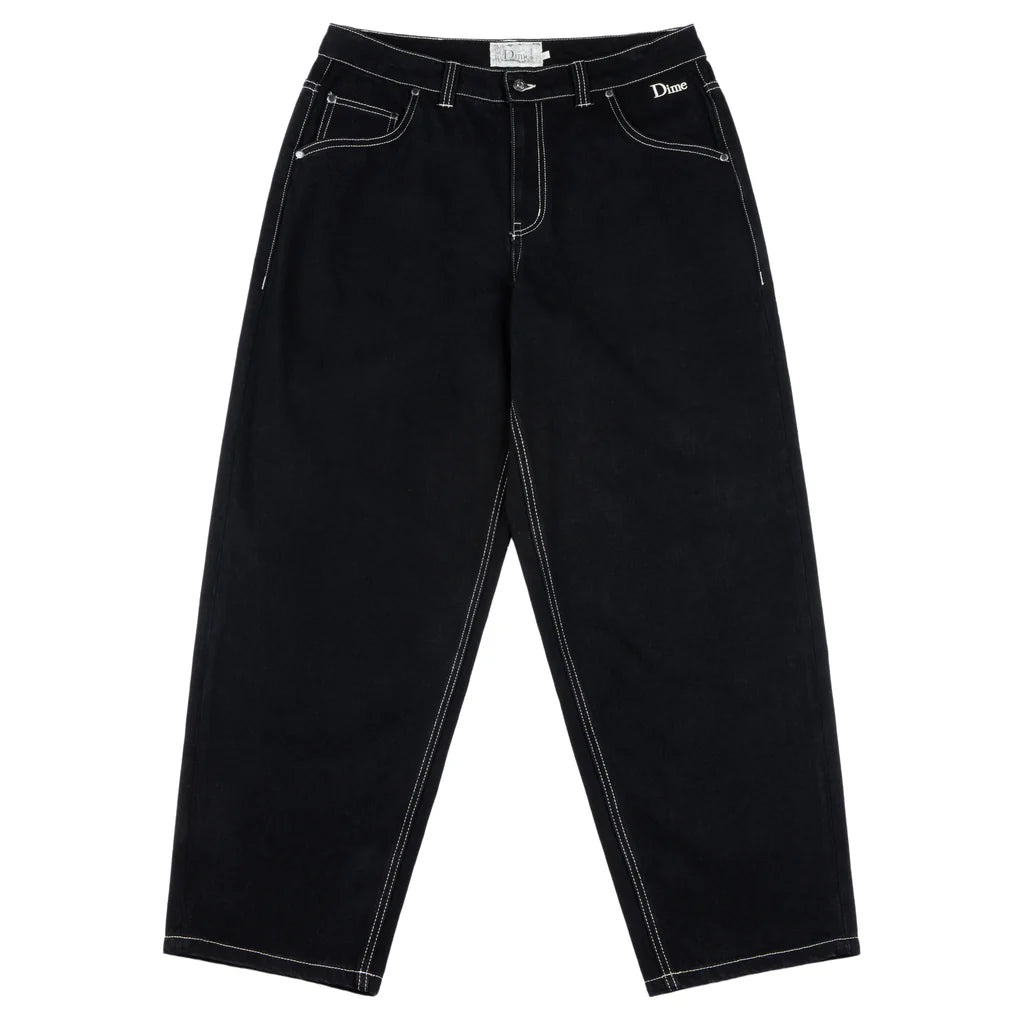 Dime Classic Baggy Denim Pants for Men - Black Distressed Loose Fit Jeans | Casual Streetwear & Hip Hop Style | Perfect for Everyday Wear, Concerts, and Urban Fashion