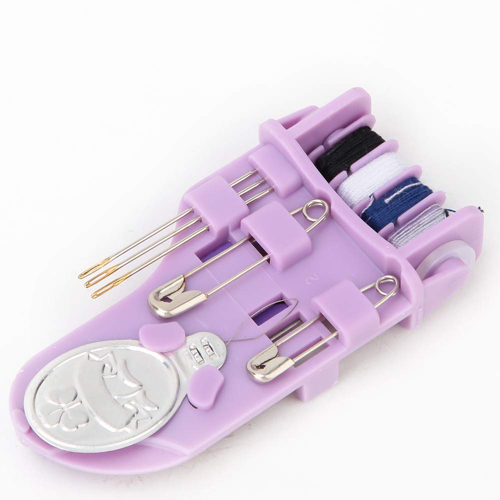 **Mini Sewing Kit with Needle, Thread & Scissors - Portable Travel Sewing Box, Thread Organizer for Home, Office & Emergency Repairs (Purple) - Perfect for Travel, Camping & Quick Clothing Fixes**