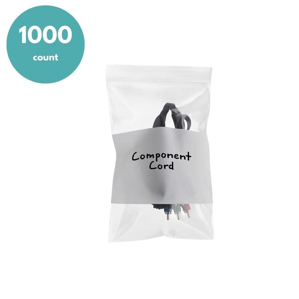 1000 Pack Small Resealable Plastic Bags - 3x5 Inch Clear White Block Storage Bags (2 Mil Thick) | Perfect for Food Storage, Crafts, Organizing & Travel