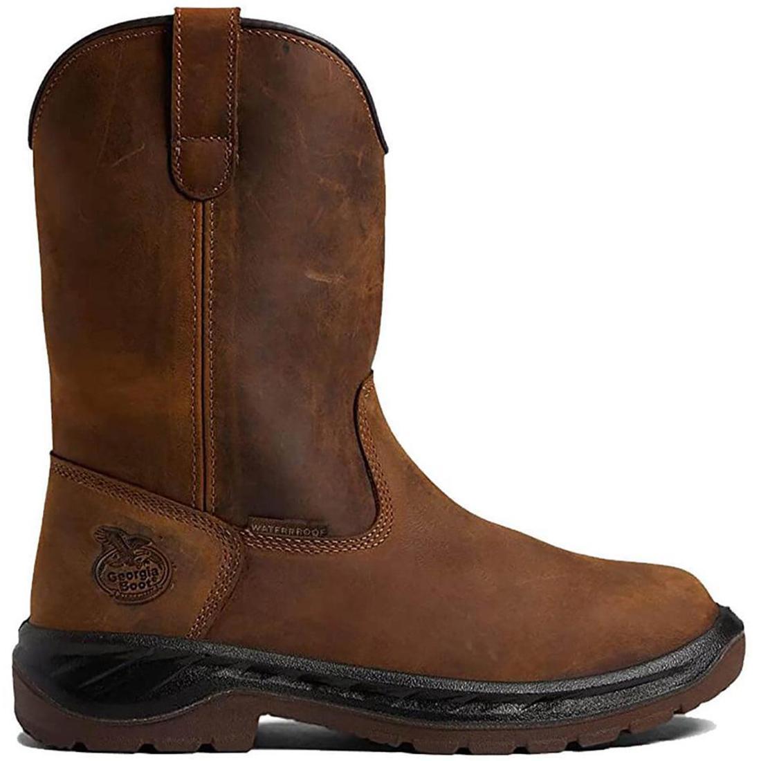 OT Soft Toe Pull On Work Boots - Waterproof & Comfortable Slip Resistant Shoes for Men - Ideal for Construction, Warehouse & Outdoor Work