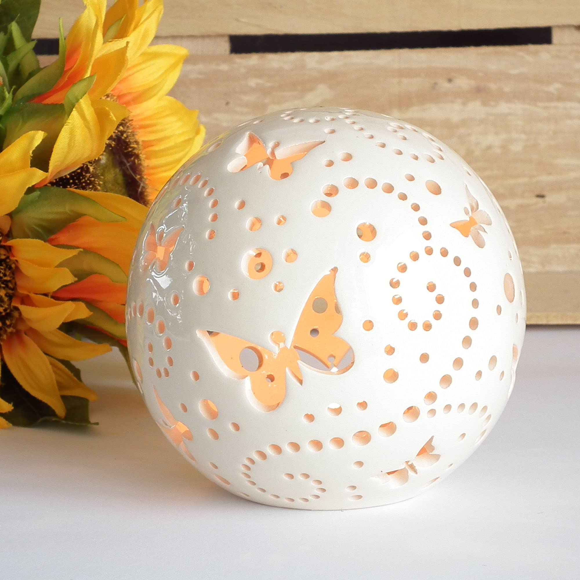 Handmade Butterfly Ceramic Lantern - Elegant Pottery Candle Holder for Home Decor, Wedding Centerpiece & Dining Tabletop - Perfect for Romantic Ambiance, Tea Light Display and Special Occasions