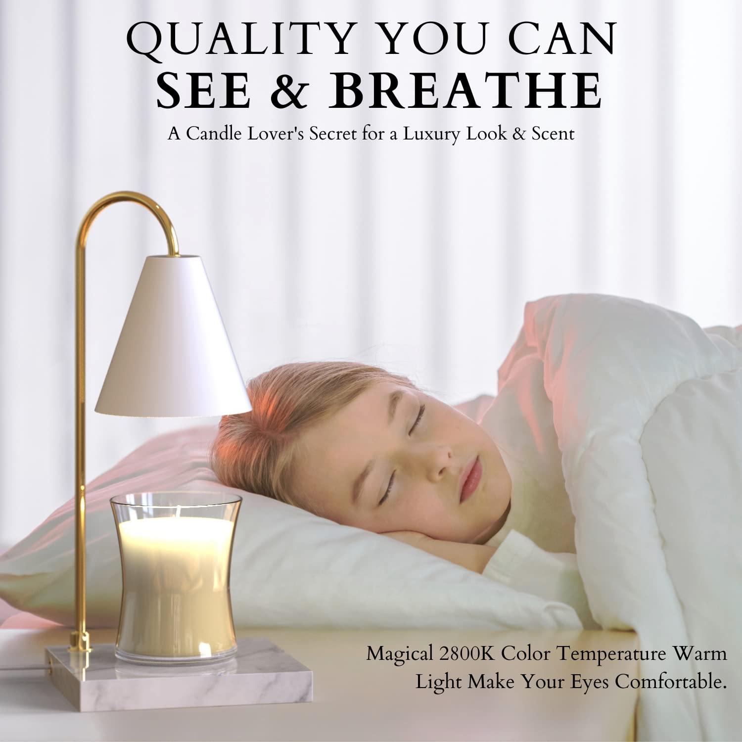 CozyBerry® Dimmable Candle Warmer Lamp with Timer - Compatible with Yankee Candle Large Jars & Wax Melts, Italian Marble Design for Home Decor, Bedroom, Office & Gift Giving