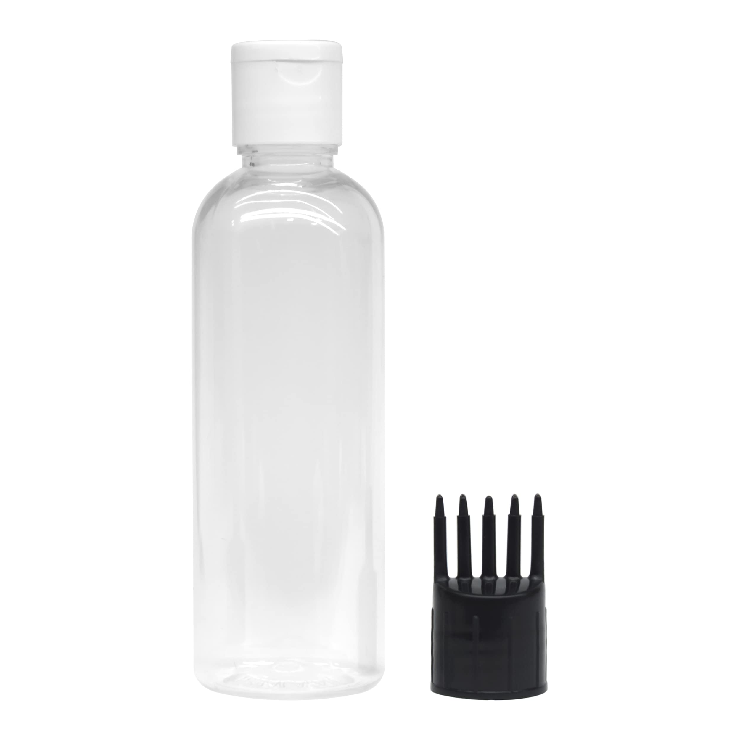 MeeTo 100ml Clear Cylindrical Hair Root Comb Applicator Bottle with Flip Top Cap - Perfect for Hair Oil, Shampoo, Medicine & Dye Application | Great for Salon, Home Hair Care & DIY Beauty Treatments