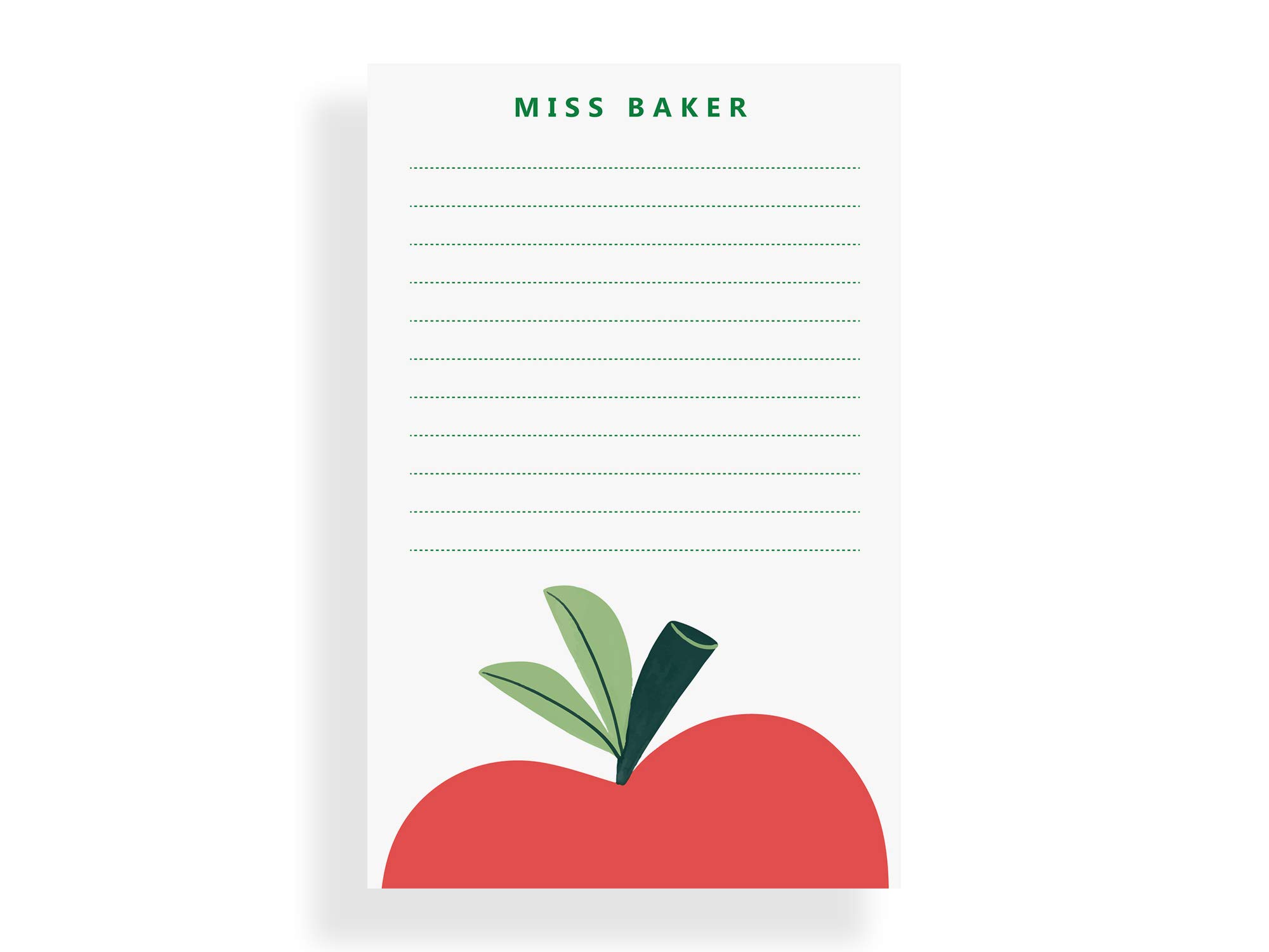 Personalized Teacher Notepads - Red Letter Writing Paper with Lined or Unlined Options in 3 Sizes (Small, Medium, Large) - Perfect for Classroom Notes, Thank You Cards & Gift Giving