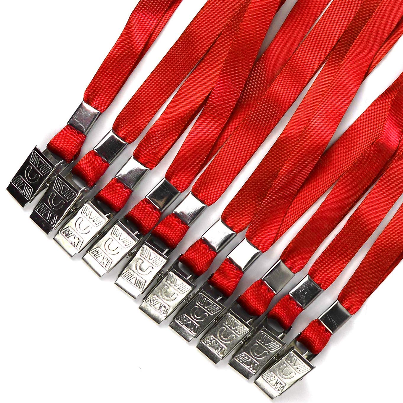 Red Nylon Lanyards with Bulldog Clip - 50 Pack for ID Badges & Security