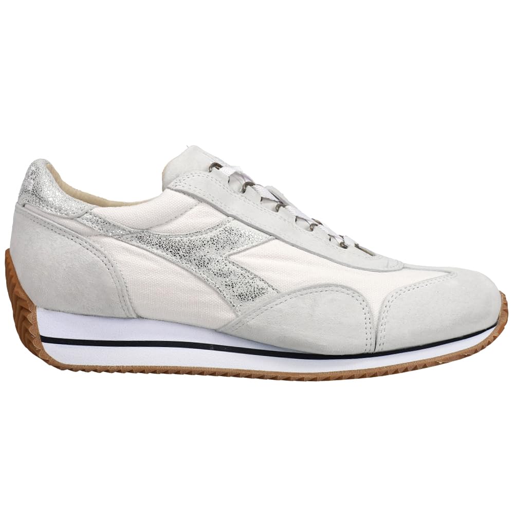 Diadora Women's Equipe H Canvas Stone Wash Evo Lace Up Sneakers - White Casual Shoes for Women | Comfortable Walking & Everyday Wear