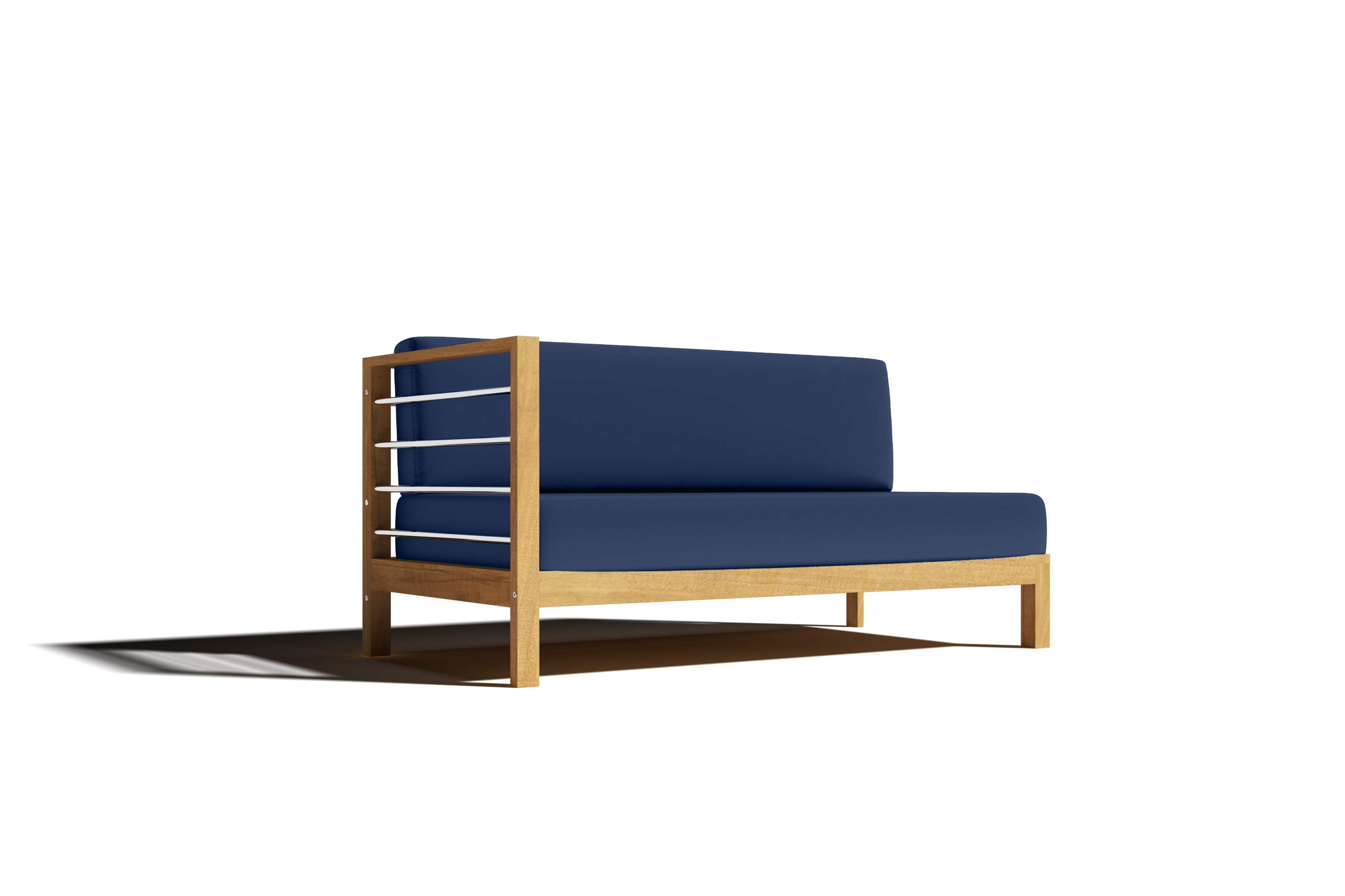 Leon Teak Outdoor Sectional Left Sofa with Sunbrella Navy Cushion - Waterproof Patio Furniture for Poolside, Garden & Backyard Relaxation
