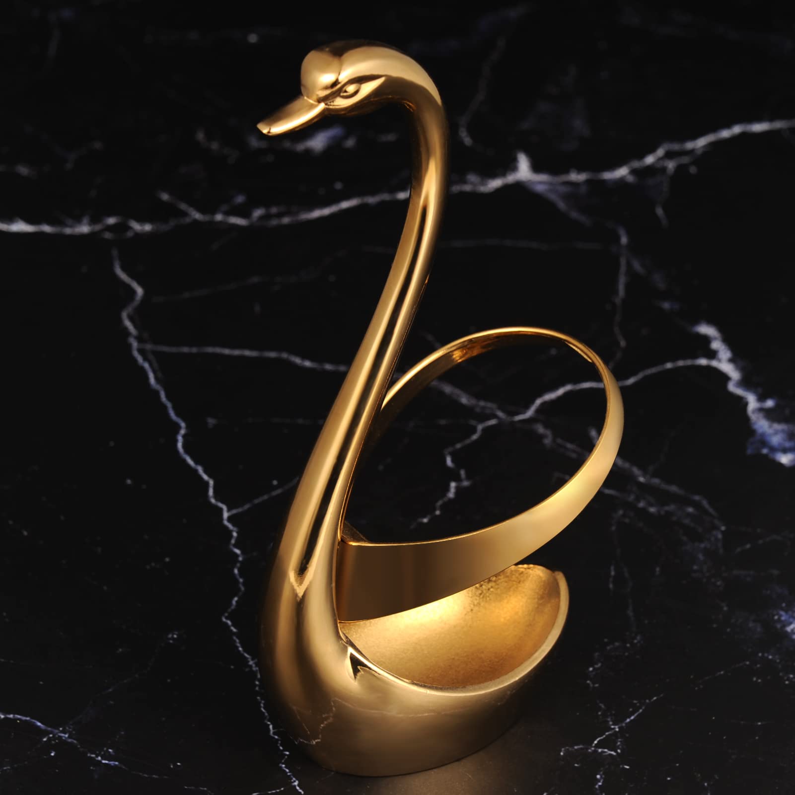 Elegant Small Gold Swan Base Holder for Coffee Bar & Dining Table - Perfect for Wedding, Party & Home Decor - Stylish Display for Candles, Flowers or Desserts