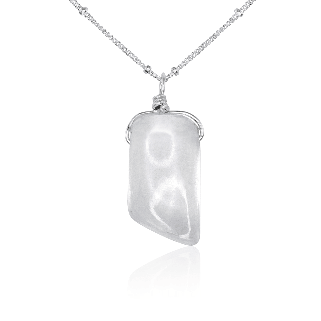 Small Smooth Crystal Quartz Pendant Necklace - Elegant Healing Stone Jewelry for Women, Perfect for Meditation, Yoga & Spiritual Gifts