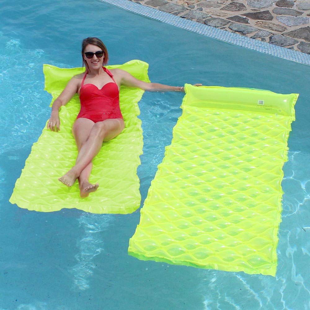 SunSplash Smart Pool Floats for Swimming - 2 Pack Yellow Inflatable Pool Floats | Perfect for Summer Pool Parties, Relaxing & Family Fun