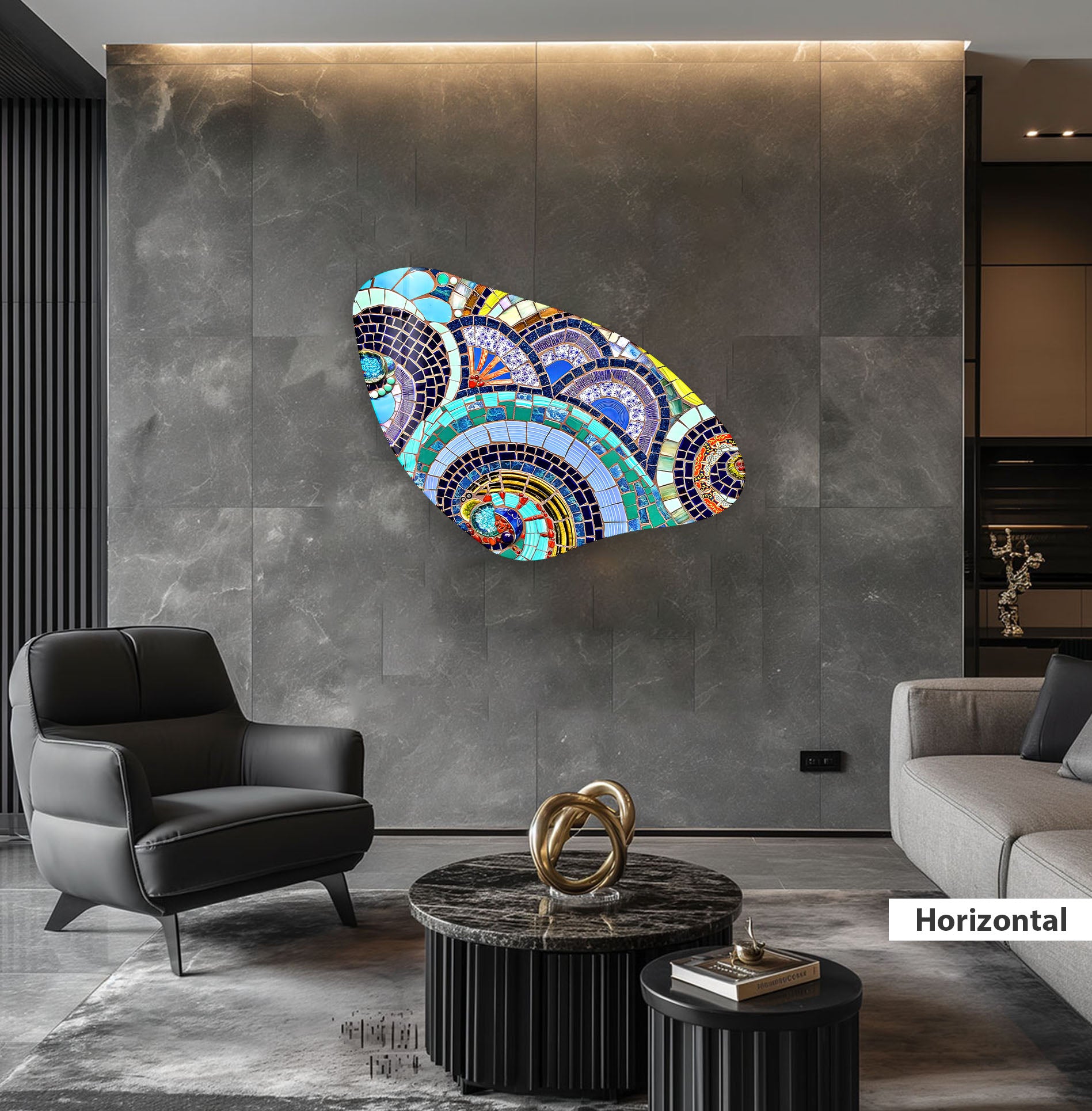 Modern Mosaic Pattern Irregular Glass Wall Art - Handmade Abstract Decor for Living Room, Bedroom, Office & Bathroom