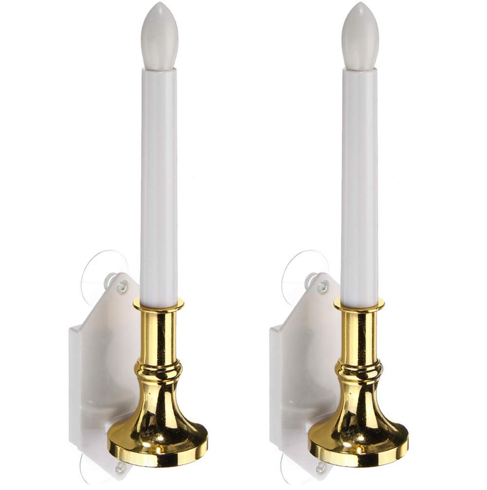 Solar Powered Flameless LED Candles - 2 Pack Flickering Window Wall Lights with Suction Cups, Romantic Night Light for Home Decor, Seasonal Festival, Wedding, Party & Outdoor Use