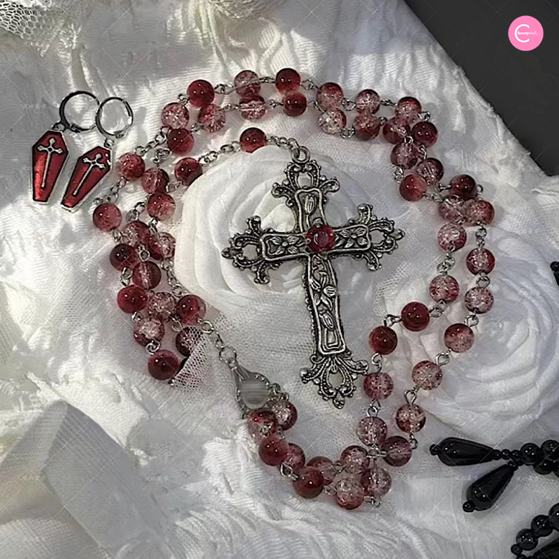 Gothic Dark Punk Cross Pendant Necklace for Women & Men - Stainless Steel Gothic Jewelry - Perfect for Halloween, Cosplay, and Alternative Fashion