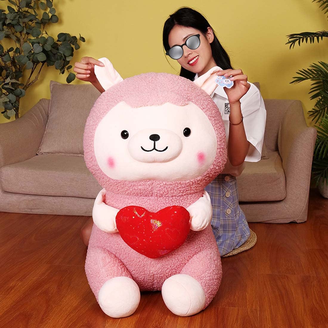Adorable Giant Fluffy Llama Plush Pillow - 80cm Soft Stuffed Animal Toy for Kids, Girls & Boys | Kawaii Alpaca Room Decor & Cozy Throw Pillow for Bed, Couch, Nursery (Pink) - Perfect for Cuddling, Gifts & Home Decoration