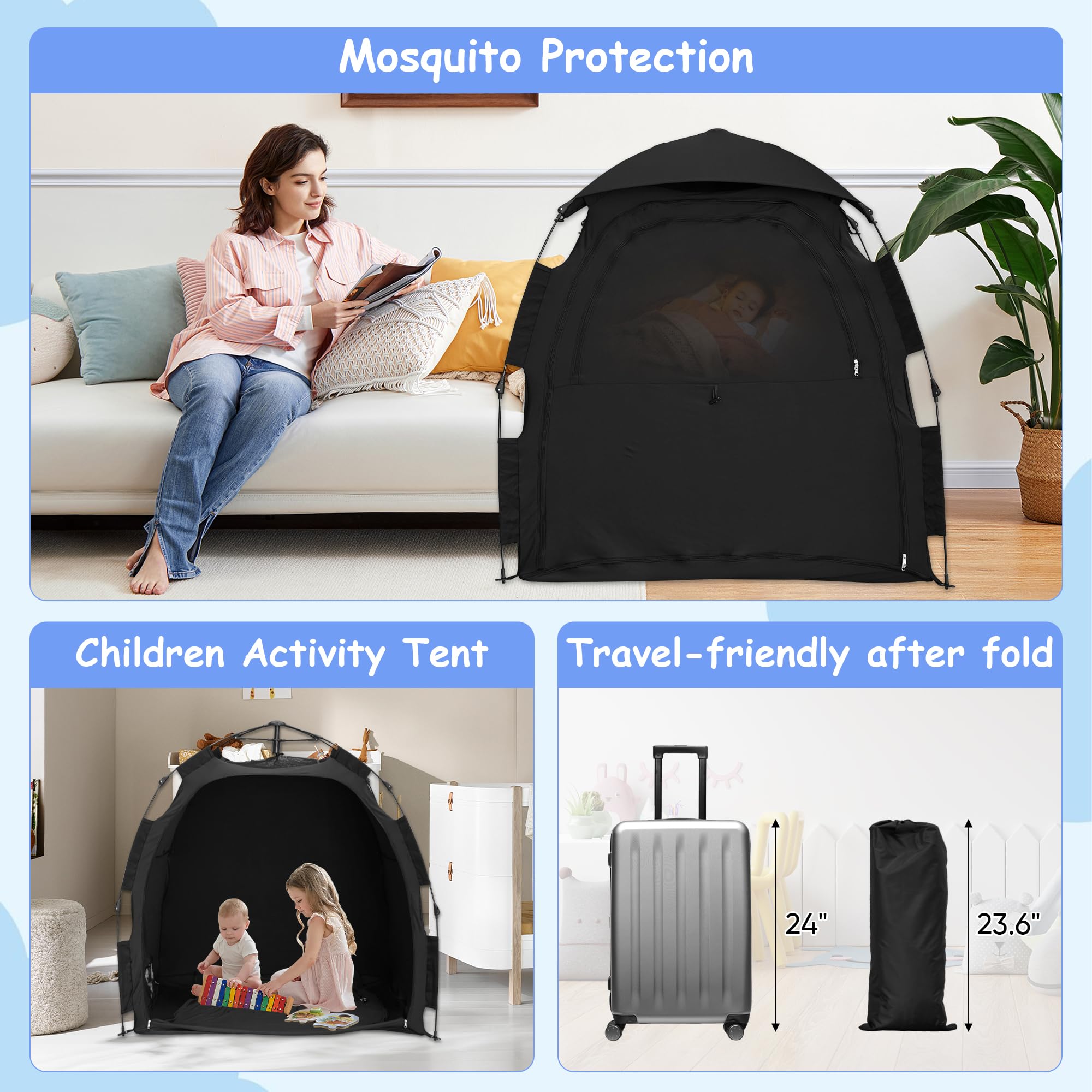 Portable Baby Sleep Tent for Pack N Play - Easy One-Click Assembly, Breathable & Light Blocking Nursery Pod for Infants & Toddlers - Perfect for Travel, Daycare & Nap Time