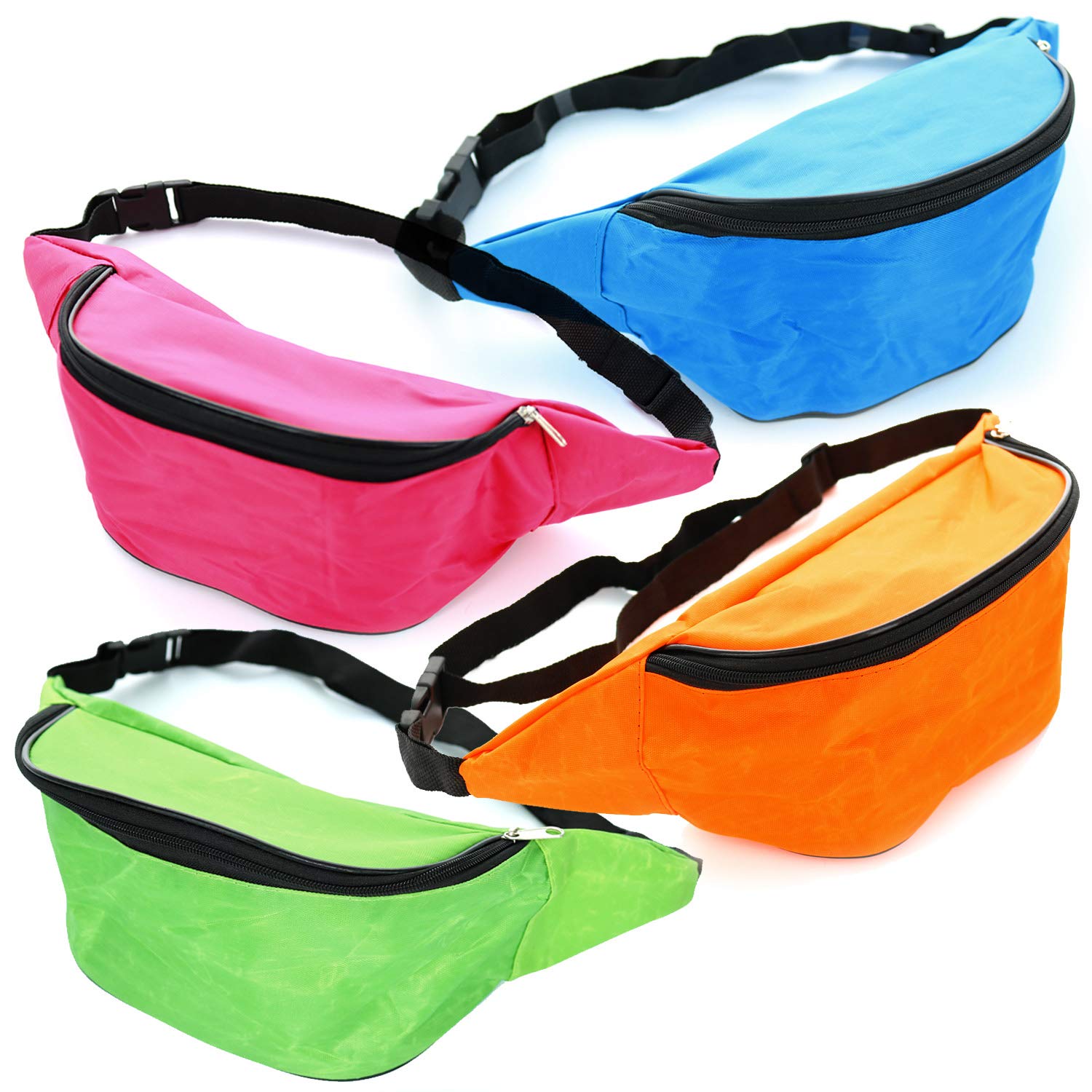 GIFTEXPRESS 12 Pack Neon Fanny Packs - Adjustable Waist Bags for Women & Men - Bulk Party Favors for Bachelorette, Bridal Showers & Weddings - Perfect for Festivals, Concerts & Travel Accessories