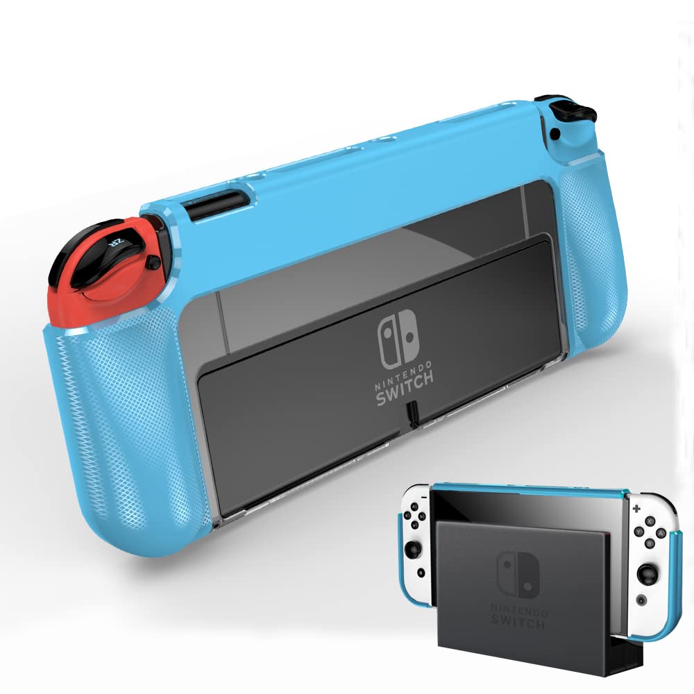 Premium Shockproof TPU Case for Nintendo Switch OLED Model - Durable Hard PC Cover with Joy-Con Protection | Anti-Scratch & Anti-Drop Shell Accessories | Perfect for Gaming, Travel & Daily Use (Blue)