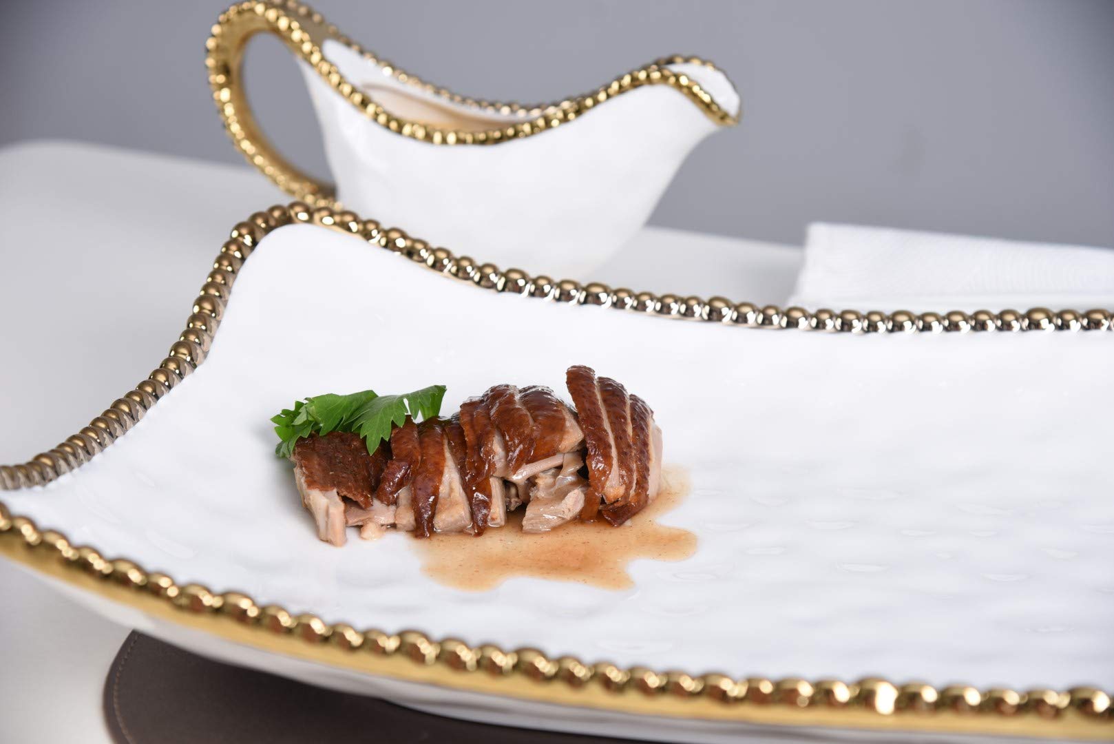 Pampa Bay Gold Porcelain Rectangular Serving Platter - Elegant Dinnerware for Entertaining, Holiday Meals & Buffet Serving (12x18 Inch)