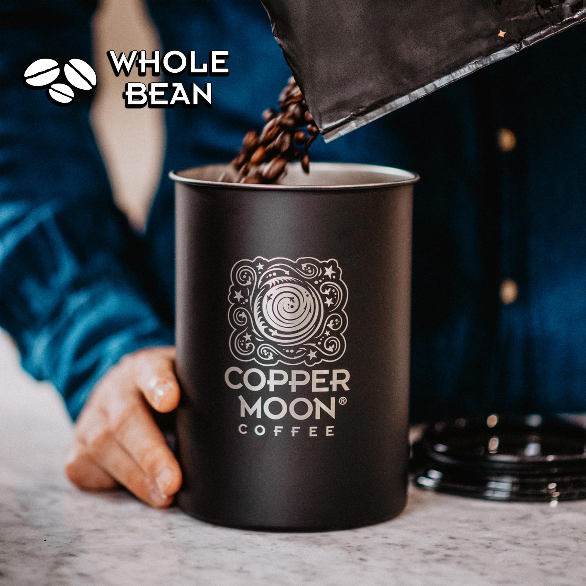Premium Copper Moon Dark Roast Whole Bean Coffee - Espresso Blend, 5 Pound Bag for Rich Flavor - Perfect for Home Brewing, Office Use & Gifts