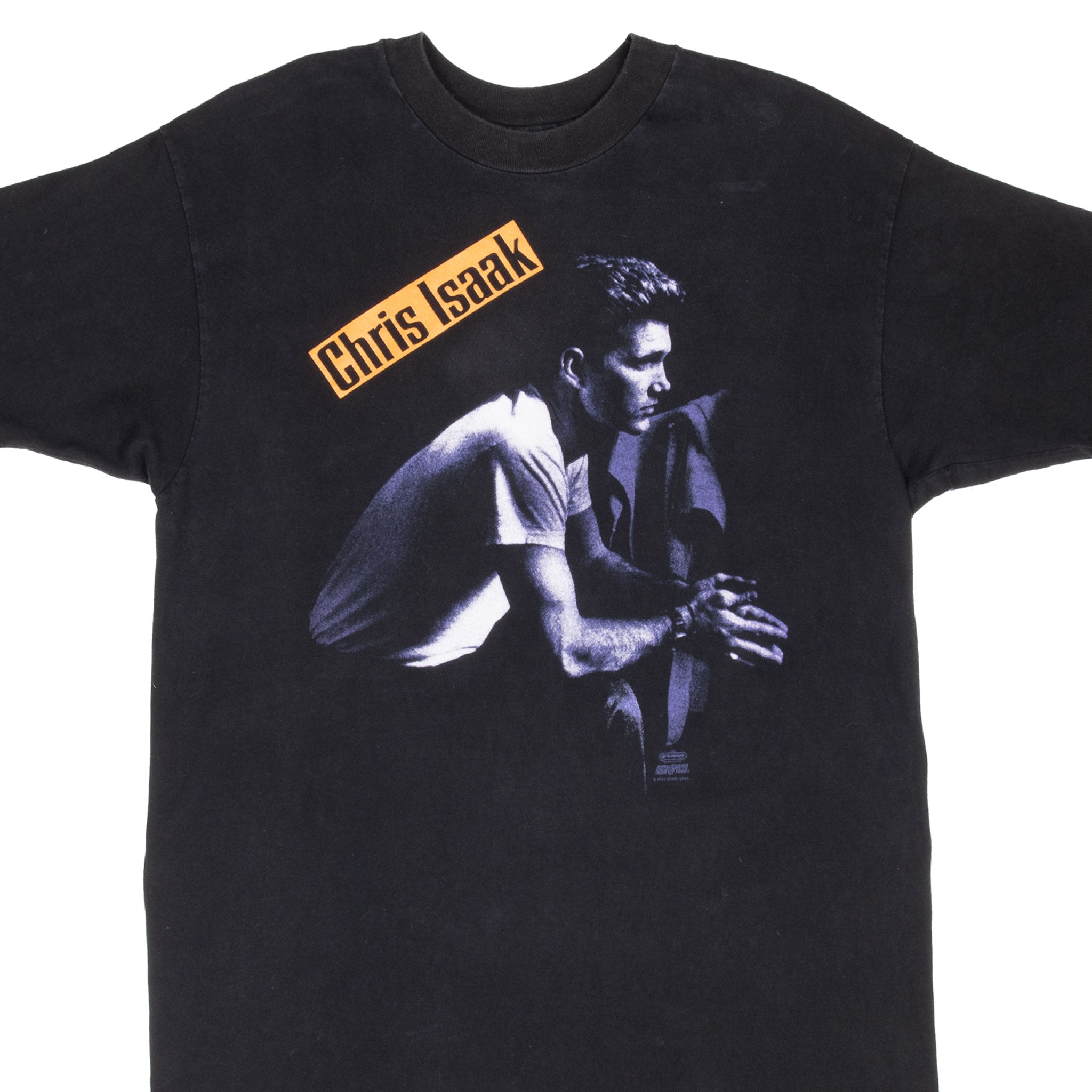 Vintage Chris Isaak Tour 1991 T-Shirt - Medium Size, 100% Cotton, Made in USA - Perfect for Concerts, Retro Fashion & Music Lovers