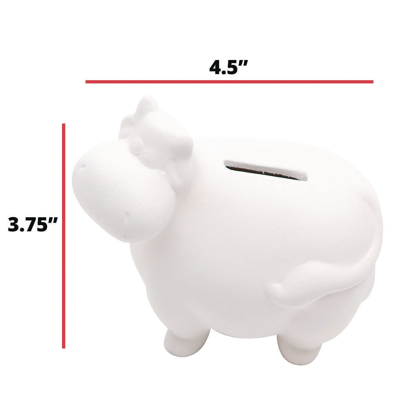 Ceramic Bisque Cow Piggy Bank - Hand-Painted Money Saving Bank for Kids & Adults - Perfect for Home Decor, Gift Giving, and Farmhouse Theming