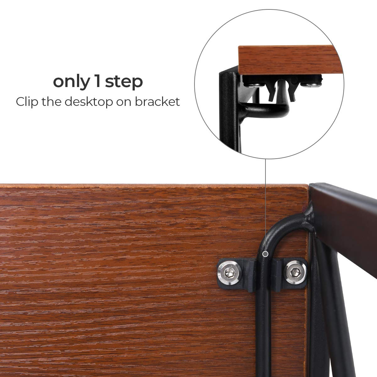 Modern Industrial Writing Computer Desk - Simple Study Desk with Walnut Brown Top & Black Frame, Folding Laptop Table for Home Office, Dorm Room, Small Spaces | Compact Workspace Solution for Students & Professionals
