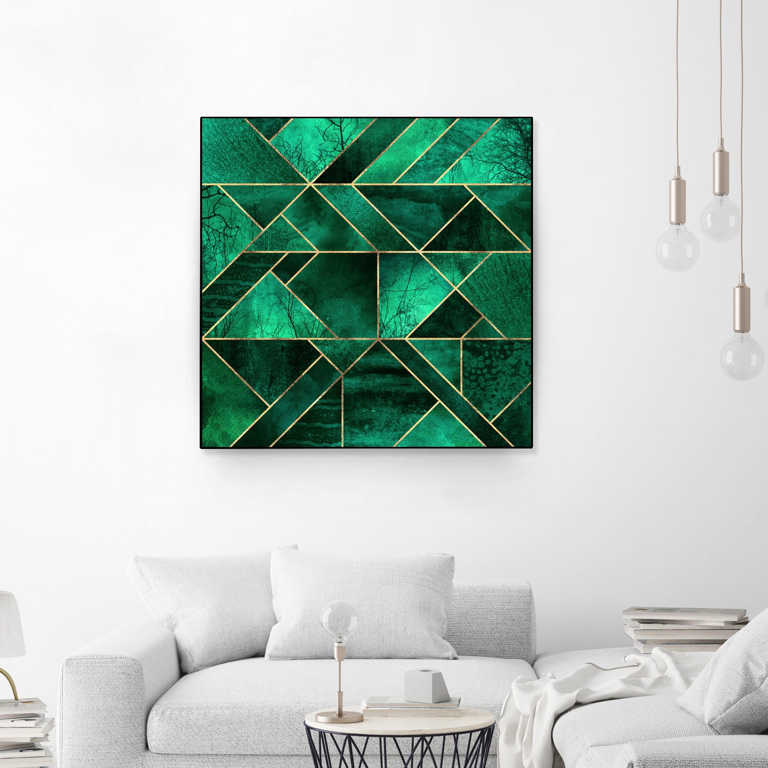 Abstract Nature Emerald Green Wall Art - Modern Canvas Painting for Home & Office Decor - Perfect for Living Room, Bedroom, or Workspace