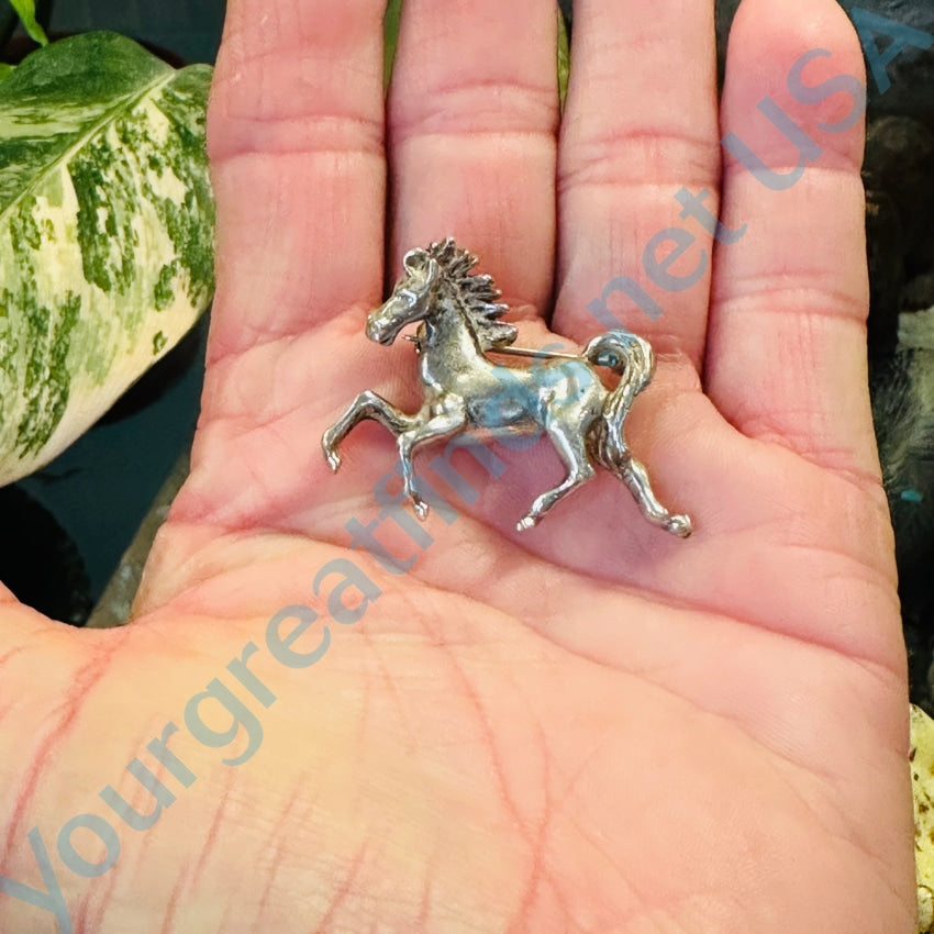 Vintage Sterling Silver Prancing Horse Brooch Pin - Elegant Jewelry for Women, Perfect for Gifts, Parties, and Special Occasions