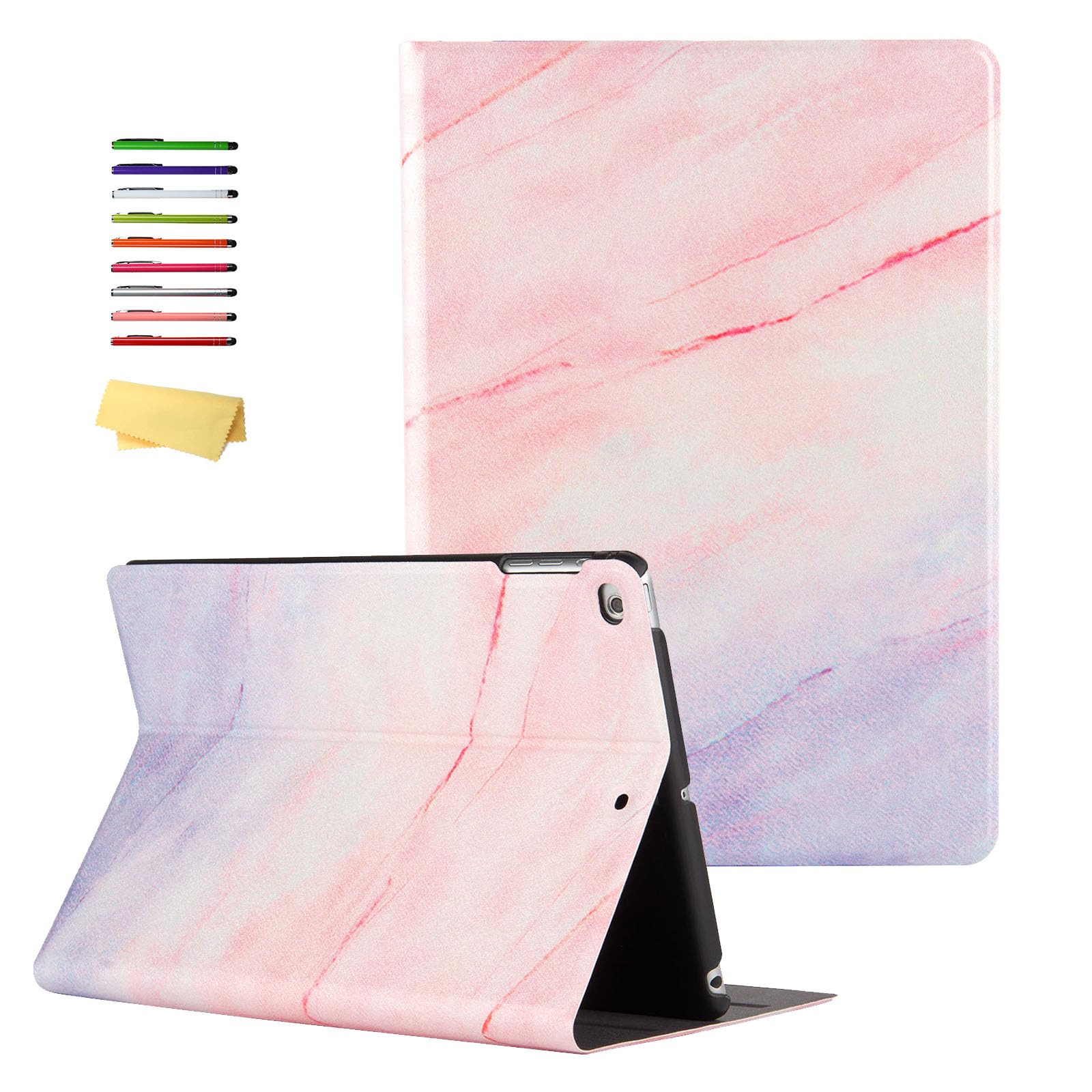 Premium Synthetic Leather Case for Apple iPad 9.7 inch (5th/6th Gen 2017/2018) & iPad Air/Air 2 - Slim Shockproof TPU Shell with Auto Wake/Sleep & Multi-Angle Stand - Pink Map Design - Perfect for Work, Study & Travel Protection