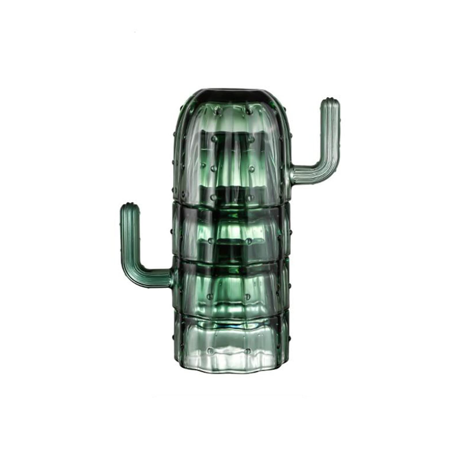 Musltaiy Cactus Glasses - Stackable Cactus Shaped Drinking Cups for Cappuccino, Milk, Espresso & Tea | Hot & Cold Beverage Compatible | Perfect for Home, Office & Outdoor Use | Green