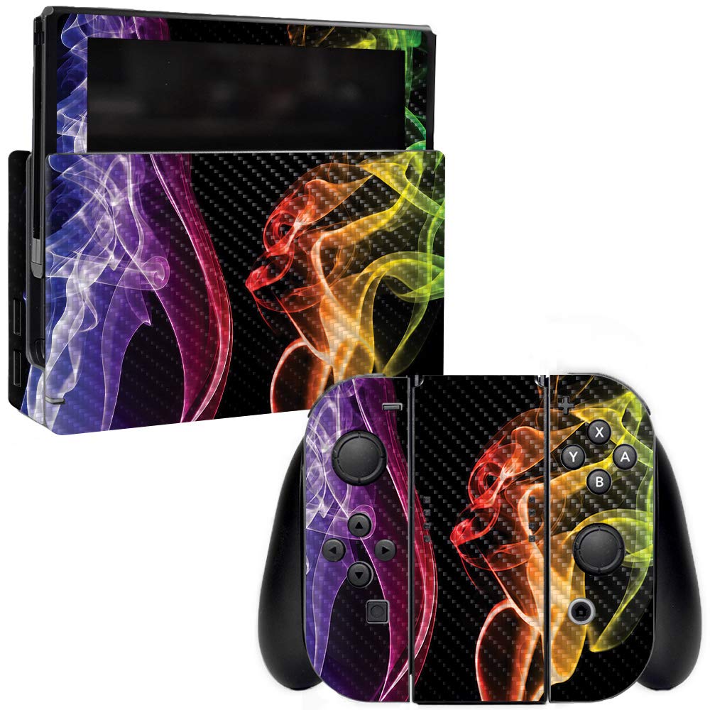 Premium Carbon Fiber Skin for Nintendo Switch - Bright Smoke Design | Protective & Durable Textured Cover | Easy to Apply & Remove | Made in USA | Perfect for Gaming Protection & Style Enhancement