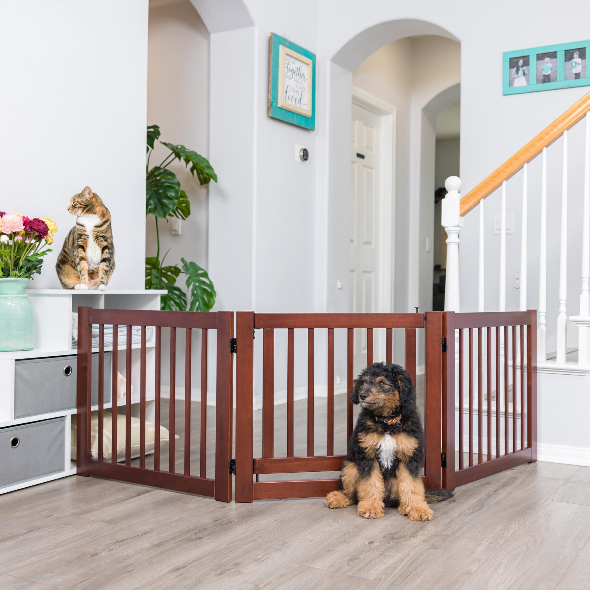 360° Adjustable Freestanding Pet Gate with Door - Ideal for Home, Stairs & Wide Openings | Safe & Secure for Dogs & Cats
