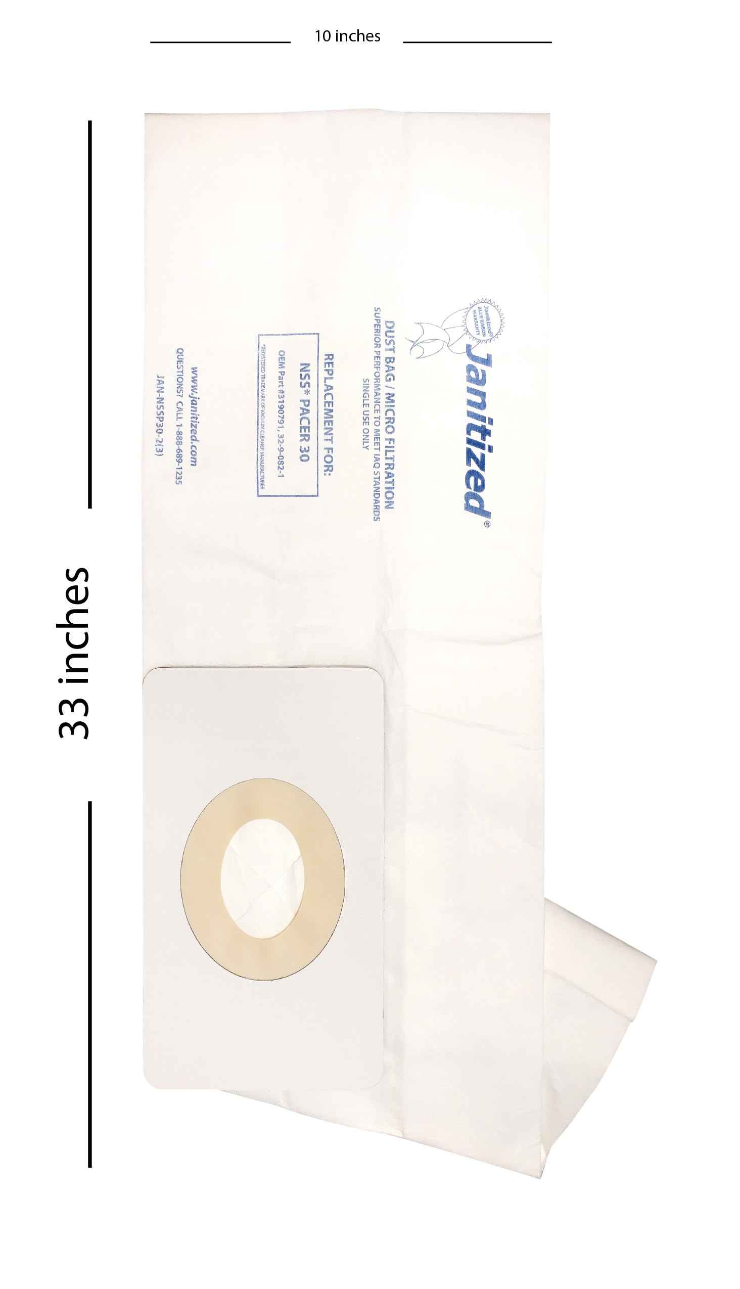 Premium Replacement Commercial Vacuum Paper Bags (3-Pack) for Nilfisk NSS Pacer 30 Vacuum Cleaners - OEM#32-9-082-1, 3190791 - Ideal for Office Cleaning, Hotel Maintenance & Commercial Janitorial Services