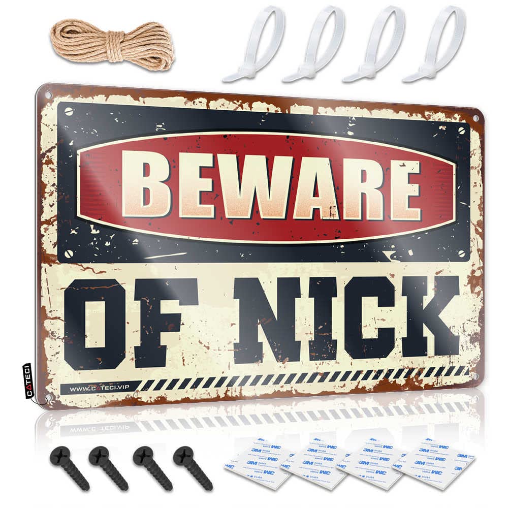 Vintage Beware of Nick Metal Sign for Home Bar Decor - 30x40cm Wall Art, Man Cave & Pub Sign - Perfect for Bars, Taverns, and Retro Themed Rooms