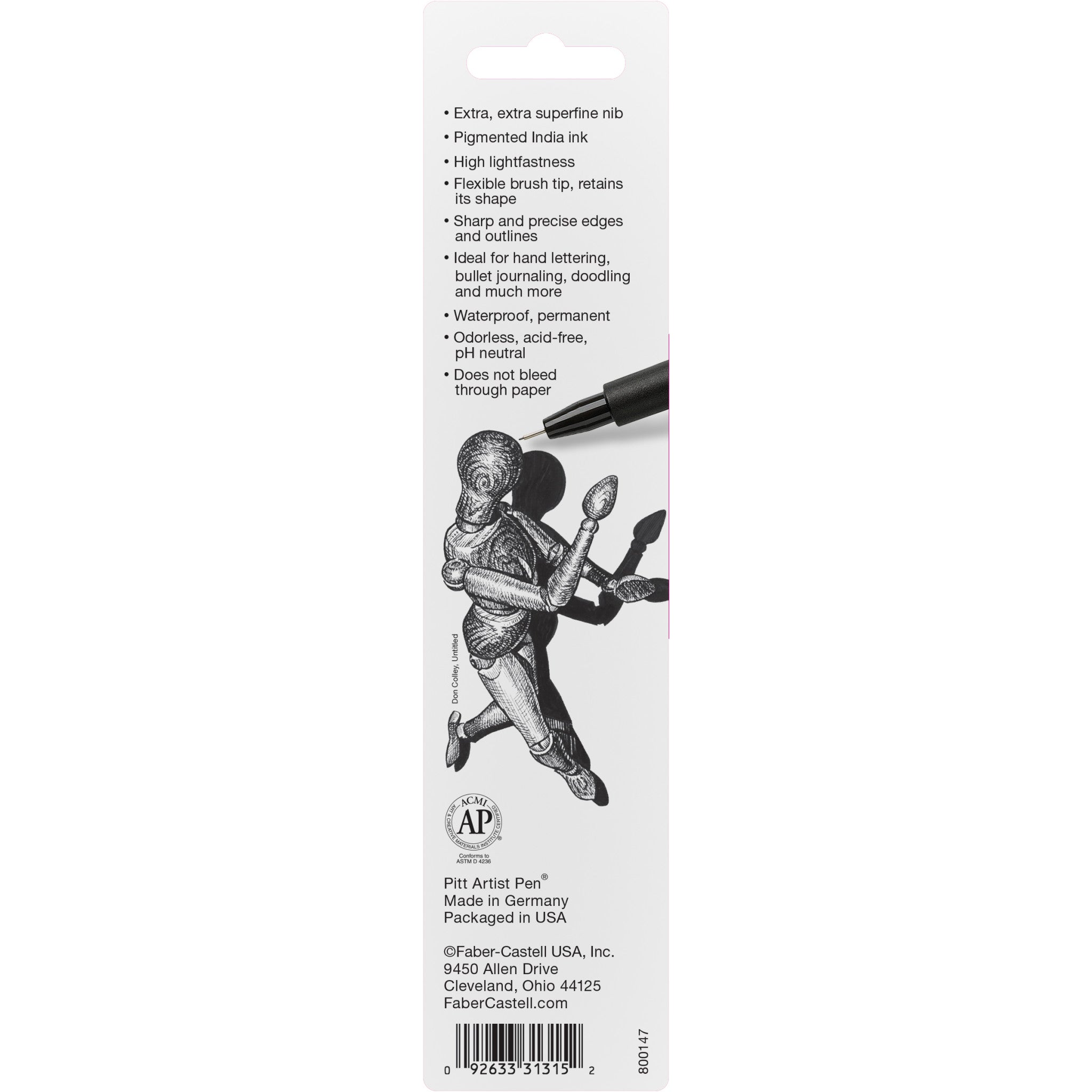 Pitt Artist Pen Extra Extra Superfine #199 Black - Fine Tip India Ink Drawing Pen for Sketching, Calligraphy & Illustration - Ideal for Artists, Designers & Crafters