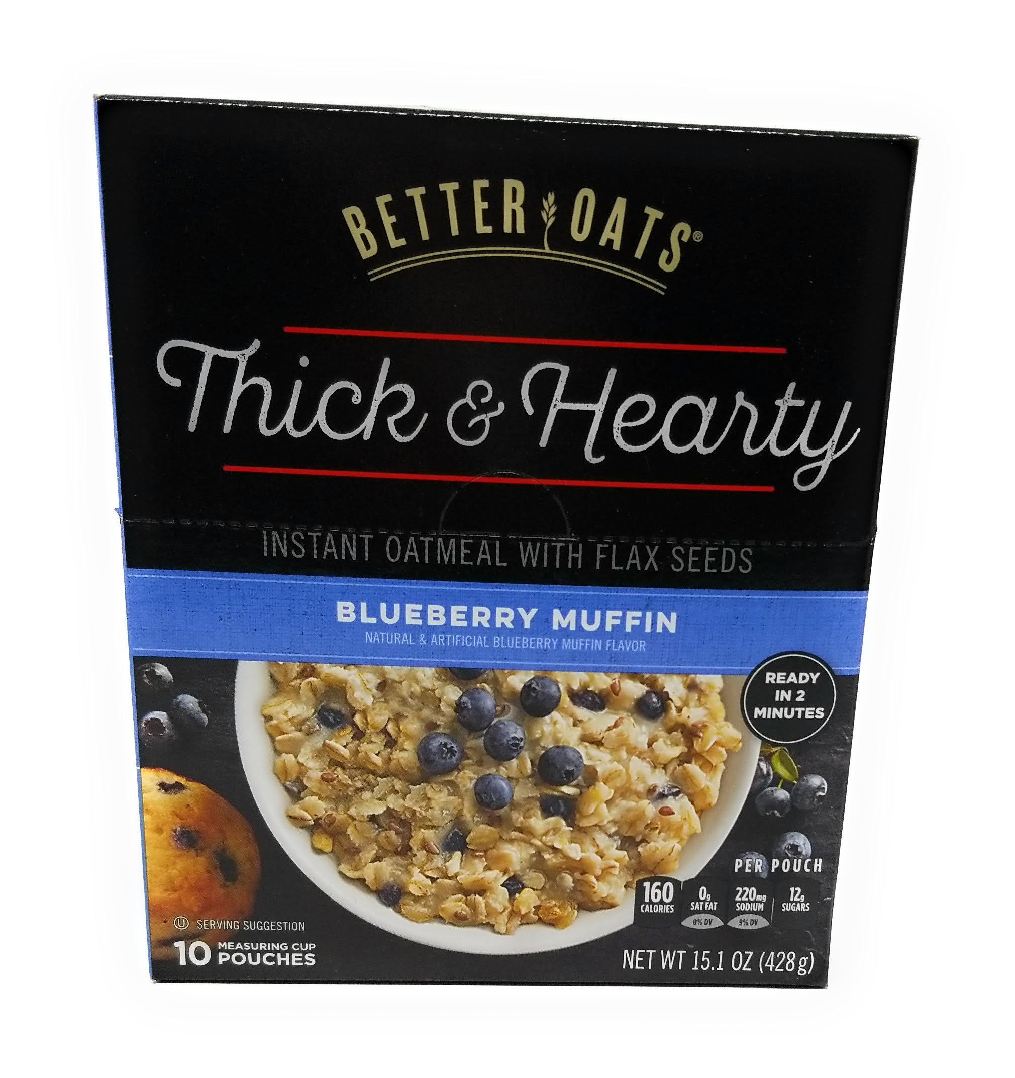 Better Oats Blueberry Muffin Instant Oatmeal - 3 Pack (15.1oz Each) - Quick Breakfast, Healthy Snack for Busy Mornings & On-the-Go Nutrition