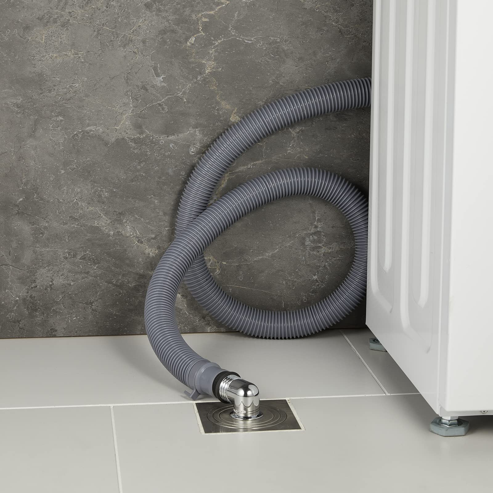 Universal Dishwasher & Washing Machine Drain Hose Extension Kit - 3.2ft Gray EVA Material with Fixing Clip & Adapter - Perfect for Kitchen, Laundry Room & RV Use